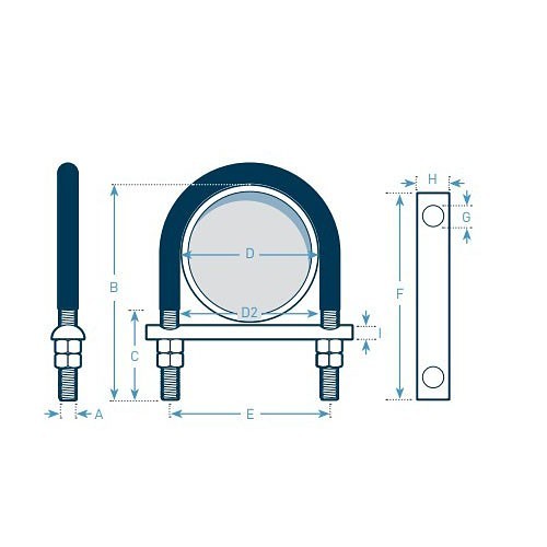 ROYSTON® Roskote NUB00180 NU Bolt, 2 in Pipe, 3/8 in Bolt Dia, Stainless Steel